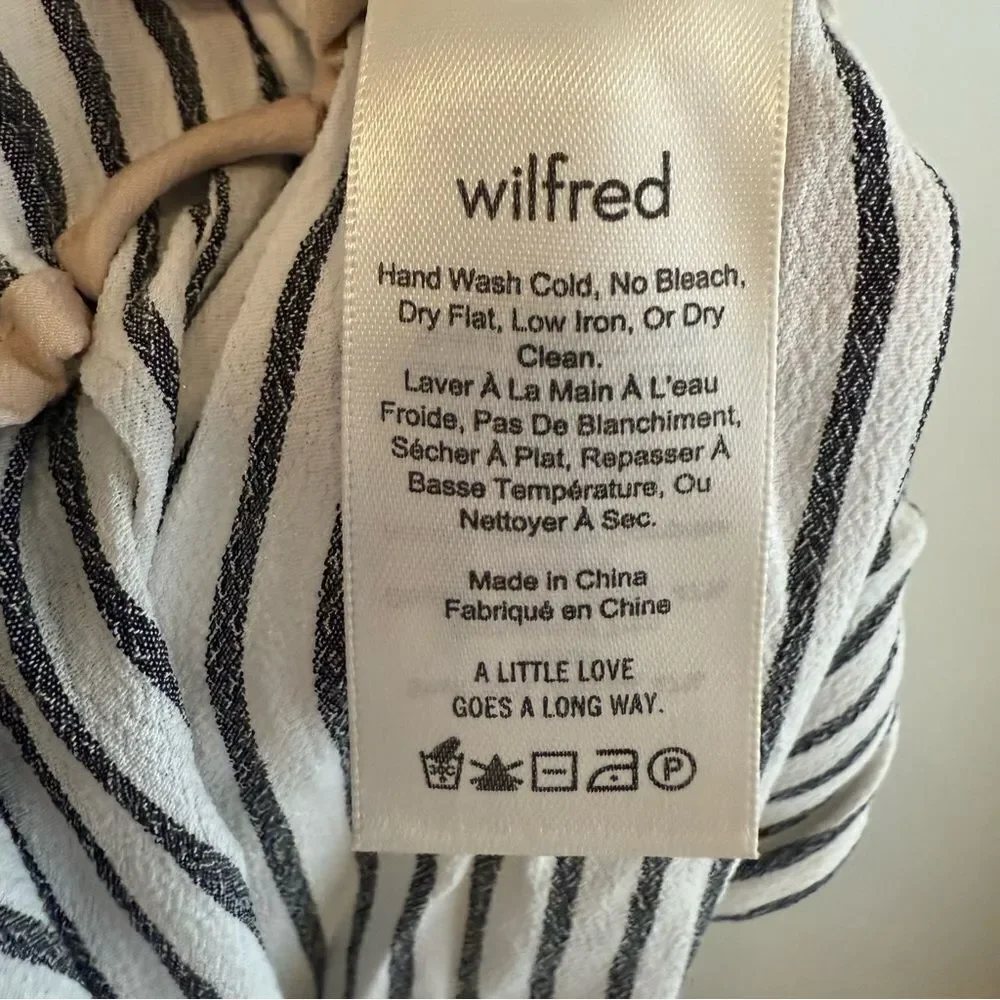 Wilfred by Aritzia Faun White and Grey Striped Wide-Leg Pant Size Large - Picture 8 of 9
